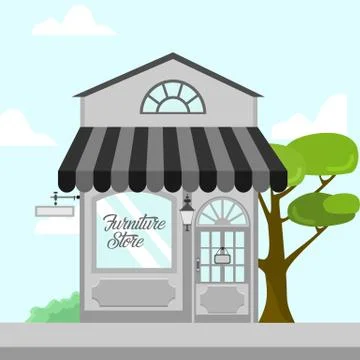 Furniture Store Front Building Background Illustration Stock Illustration