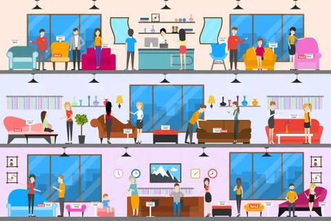 Furniture store interior. Illustrazione stock