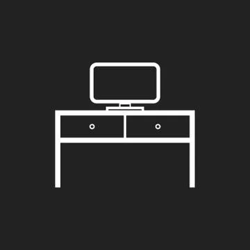 Furniture table with laptop computer icon. Table vector illustration on black 스톡 일러스트