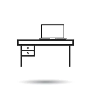 Furniture table with laptop computer icon. Table vector illustration on white 스톡 일러스트