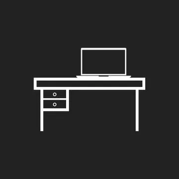 Furniture table with laptop computer icon. Table vector illustration on black イラスト素材