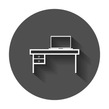 Furniture table with laptop computer icon. Table vector illustration with lon イラスト素材