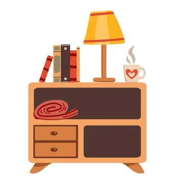 Furniture vector illustration set. Flat design house with armchair, lamp dr.. Stock Illustration