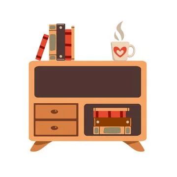 Furniture vector illustration set. Flat design house with armchair, lamp dr.. Stock Illustration