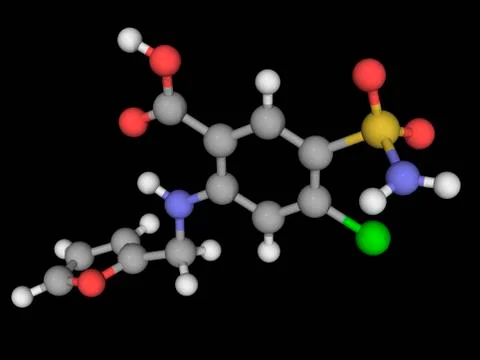 Furosemide drug molecule Stock Illustration