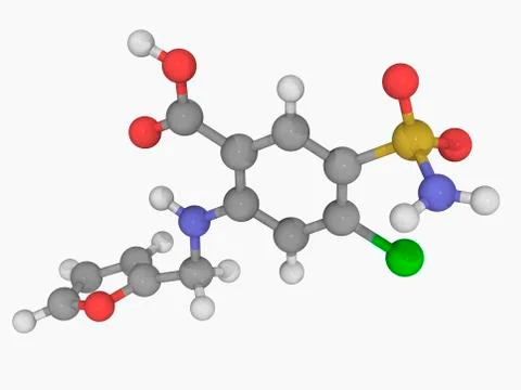 Furosemide drug molecule Stock Illustration