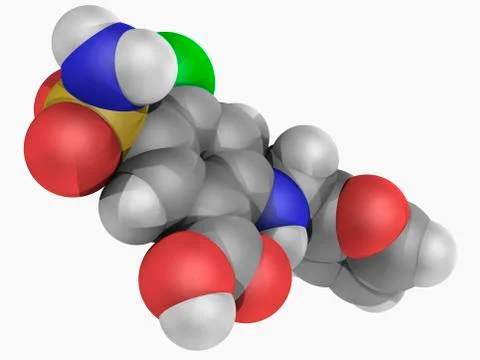 Furosemide drug molecule Stock Illustration