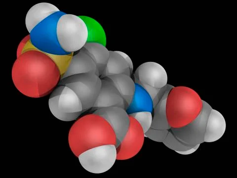 Furosemide drug molecule Stock Illustration
