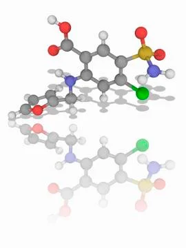 Furosemide drug molecule Stock Illustration