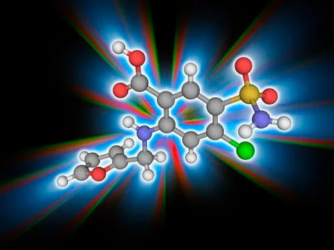 Furosemide drug molecule Stock Illustration