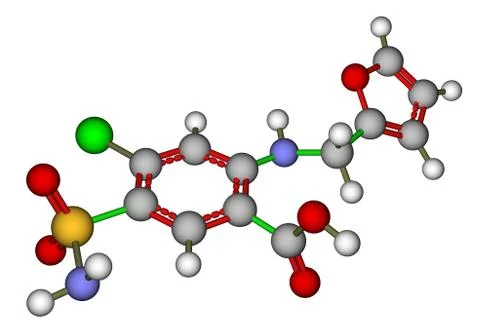 Furosemide molecular structure Stock Illustration