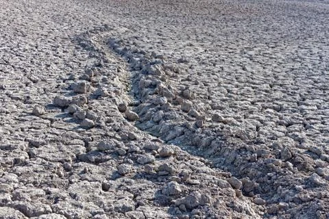 Furrow in dried soil Stock Photos