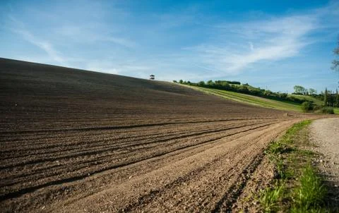 Furrow field view Stock Photos