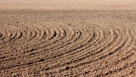 Furrows on field Stock Photos