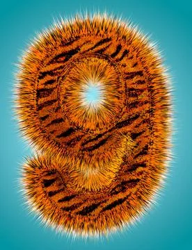 Furry 3d rendering hebrew alphabet and numbers Stock Illustration