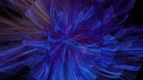 Furry billowing strings , strands waving in wind. 3d animation render Stock Footage 194406433