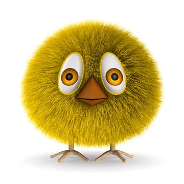 Furry chicken on white background. Isolated 3D illustration Stock Illustration