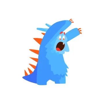 Furry Childish Monster Chasing Stock Illustration