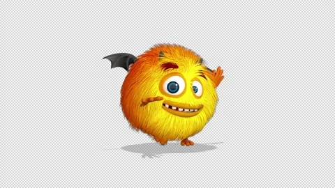 Furry Monster dancing around him Video Loop and Alfa Channel 库存影片 163291379