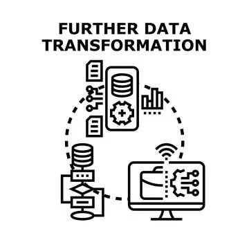 Further data transformation processing analyzing information Ilustração Stock