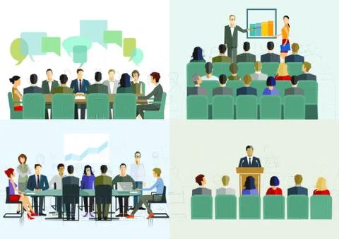 Further education, presentation, lecture, illustration Stock Illustration