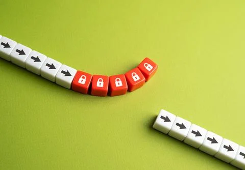 The further path is blocked. Correct the deviation from the course and stic.. Stock Photos