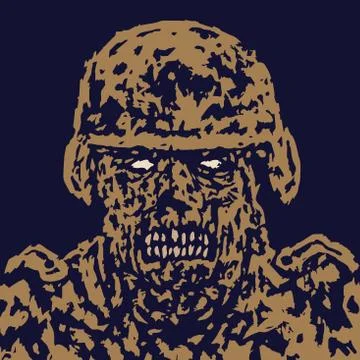 Fury zombie soldier character. Vector illustration. Stock Illustration