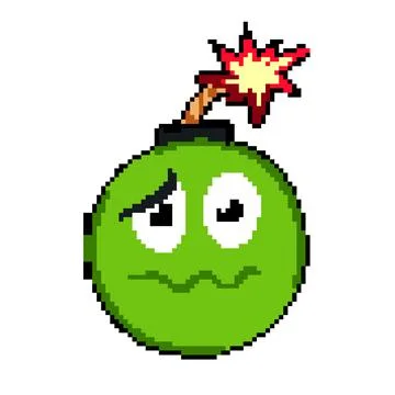 Fuse bomb character pixel art vector illustration Illustrazione stock