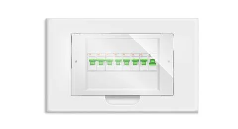 Fuse box, electrical panel with on off switchers Stock Illustration
