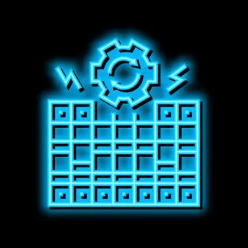 Fuse box replacement neon glow icon illustration Stock Illustration