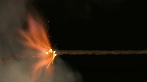 Fuse is burned on a black background with a large force of the flame. 4k video Stock Footage 49783270