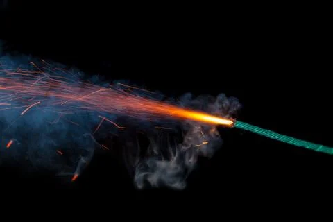Fuse burning on black background isolated Stock Photos