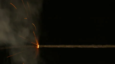 Fuse burns on a black background. 4K video Stock Footage 49835340