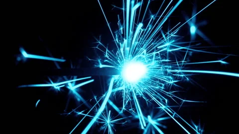 Fuse Ignites And Burns Bright Blue Stock Footage 170956162