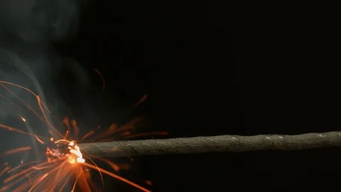 Fuse lights up on a black background. Stock Footage 70040858