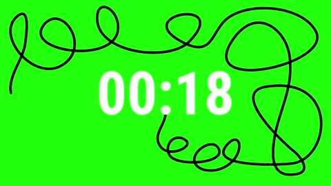 Fuse Of Twenty Five /25 Seconds, A Countdown Timer On A Green Background. Stock-Footage 346195453