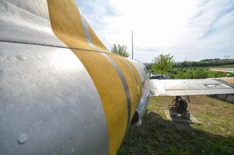 The fuselage of a fighter jet 스톡 사진