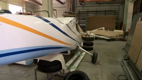 Fuselage in a workshop. Stock Footage