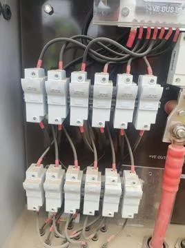 Fuses in solar String combiner box or string protection Foto stock