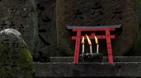 Fushimi Inari Candles Stock Footage 21310160