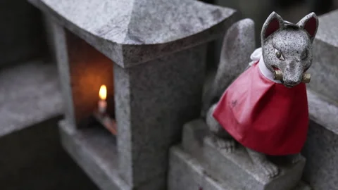 Fushimi Inari Shrine Fox Kitsune and candle - Torii Gate Kyoto Vídeo Stock 242519642
