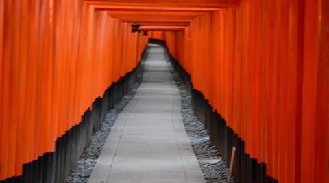Fushimi inari shrine torii path in Kyoto Japan  Stock Footage 46207344