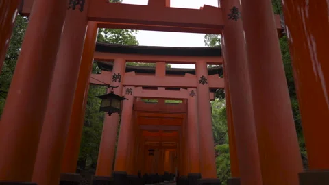 Fushimi-Inari Taisha,Torii Gate low angle walking footage. Video stock 277935545