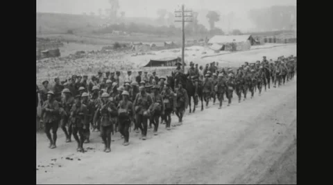 Fusiliers walking in a row Stock Footage