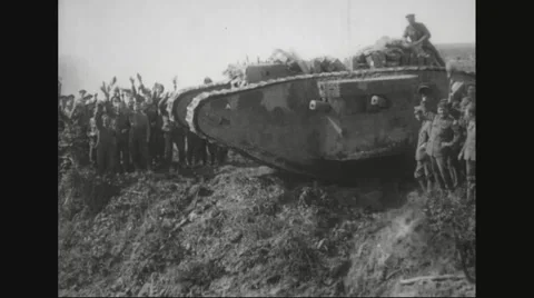 Fusiliers waving at the tanker Stock Footage