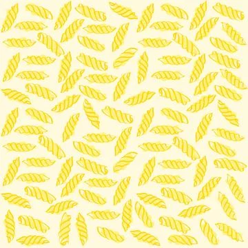 Fusilli Italian pasta Seamless pattern. Vector Stock Illustration