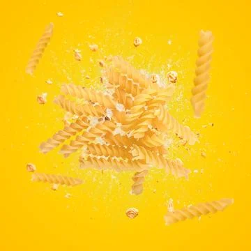 Fusilli pasta flying Stock Photos
