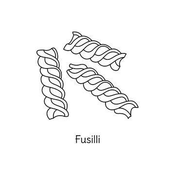 Fusilli pasta illustration. Vector doodle sketch. Traditional Italian food. H Stock Illustration