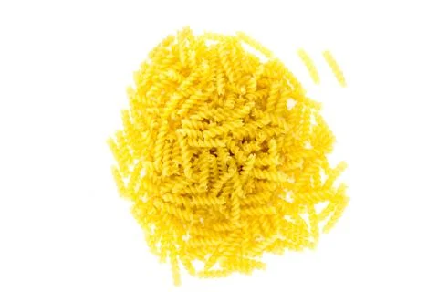 Fusilli Pasta Isolated On White Background. Traditional pasta for Italian and Stock Photos