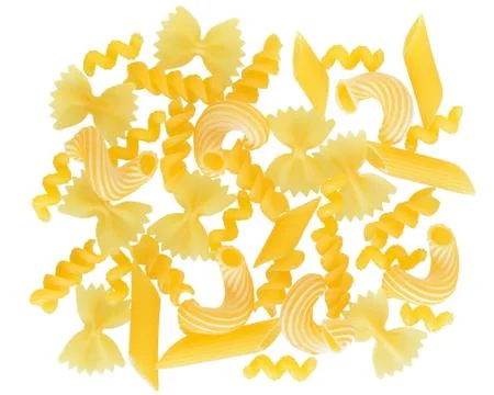 Fusilli pasta set isolated Stock Photos